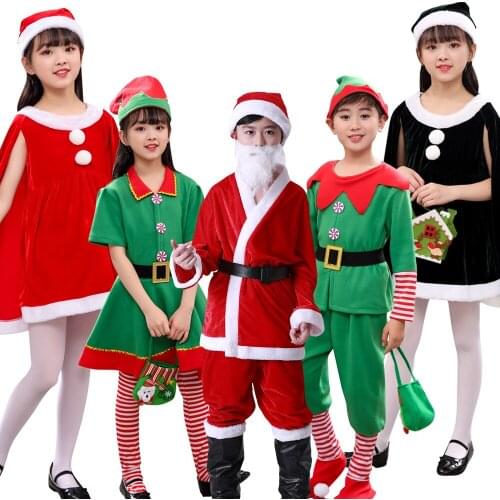 2020 green Elf Girls christmas Costume Festival Santa Clause for Girls New Year chilren costume Fancy Dress Xmas Party Dress