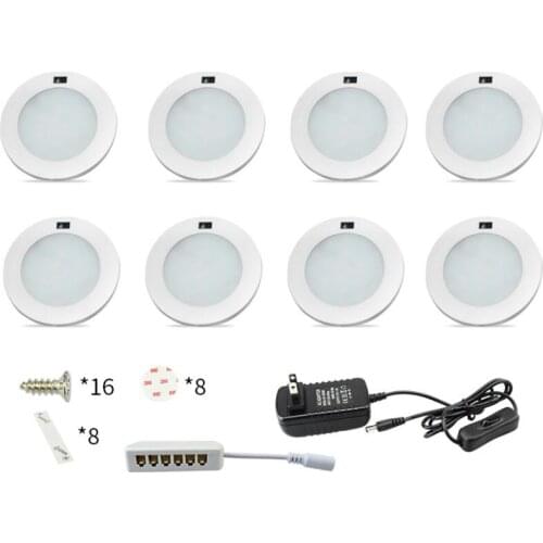 3W Under Cabinet Light Motion Sensor IR Silver Round LED Puck Lamps Kitchen Counter Bookshelf Soft Light Illuminate Lighting