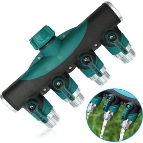 4-Way 3/4" Outlet Manifold Converts One Garden Tap Into Four Independent Manually Operated Outlets Adaptors Hose Splitter