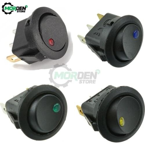 4Pcs 12V 3Pins LED Light Round Rocker with Red Blue Green Yellow Led Lights Cat Eye Switch ON/OFF Switch for Car Van Dash Boat