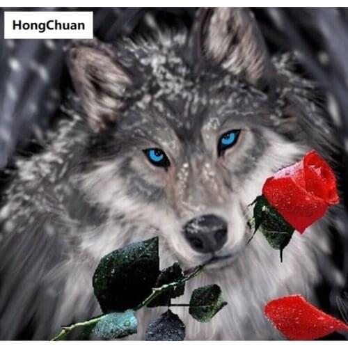 Wolf Rose 5D DIY Full Square/Round Diamond Painting Diamond Embroidery Diamond Inlaid Cross Stitch Home Decoration Gift