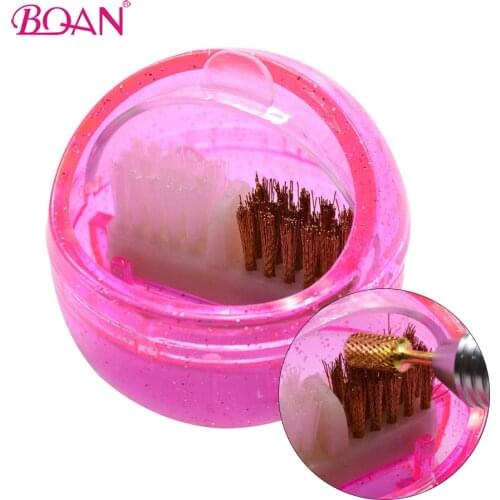 BQAN 1pc Nail Art Drill Grinding Head Cleaning Double Use Brush Plastic Portable Cleaner Dual Brush Box Manicure Tool