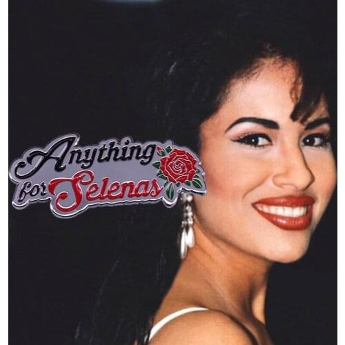 Queen of Tejano Music Selena Quintanilla Brooch American Singer Beautiful Women Name Badge Biopic Film Rose Flower Pin