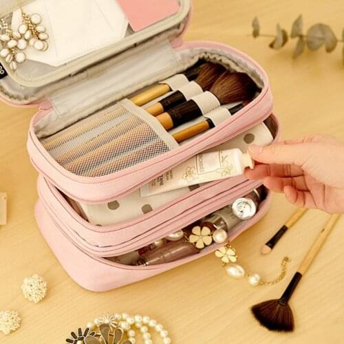 Pencil Case Multi-function Large Capacity Polyester Storage Desk Organizer Pencil Bag for School