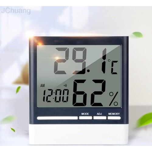 Digital Electronic Thermometer Hygrometer Temperature Humidity Monitor Stand Bracket Hanging Alarm Clock Indoor Home Use