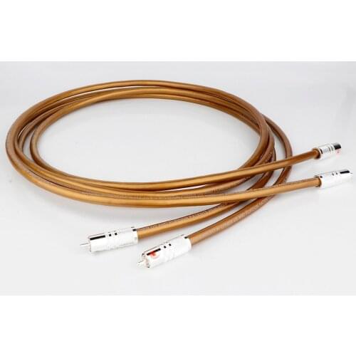 Pair HiFi Cardas OFC Pure Copper Plated Silver Cable With Gold/Silver Plated Plug 2RCA to2RCA Audio Interconnect Cable