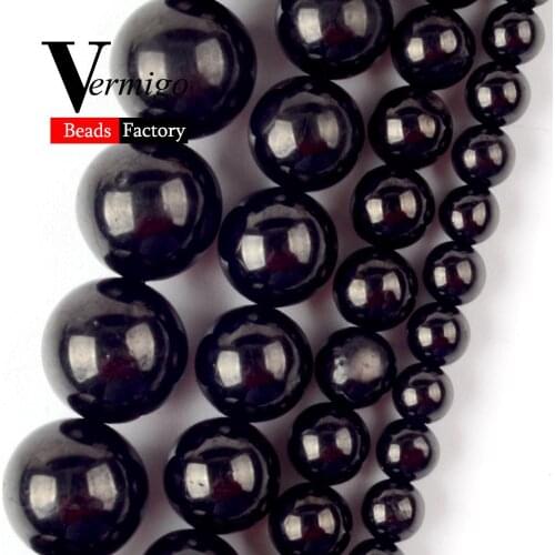 Natural Stone Graphite Shungite Round Beads for Jewelry Making 4/6/8/10/12 mm Beads Diy Bracelet Necklace Accessories