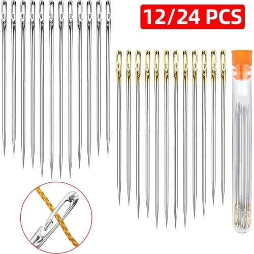 Stainless Steel Side Open Large Eye Blind Sew Needles Handmade Cross Stitch Embroidery Tools Household Diy Sewing Accessories