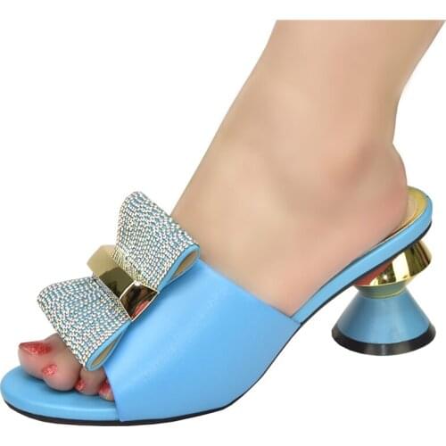 Fashion Design African Design Shoes for Wedding Women Ladies Shoes and Sandals Closed Toe Heels Italian Pumps with Rhinestone