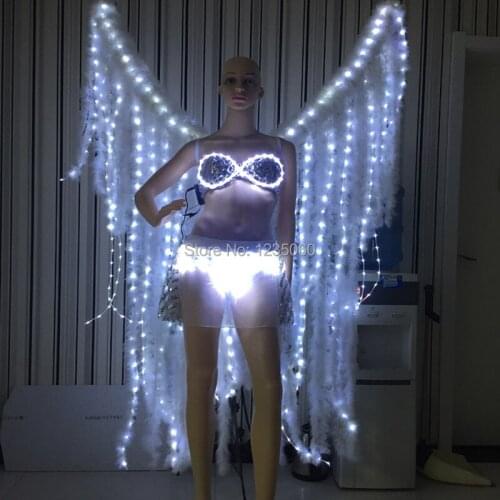 Fashion LED Luminous Performance Women Ballroom Costumes Outfit Led Light Illuminated Stage Model Show DJ Clothes Party Supplies