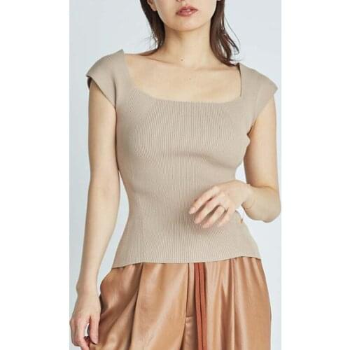 Fashion Elegant Square Collar Backless Knit Pullovers Simple Solid Slim Stretch Short Sleeve Sweaters Japan Style Ol Pull Femme