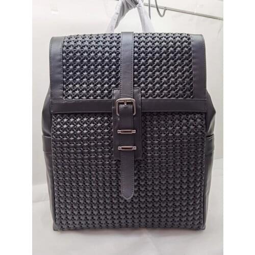 New Men Top Handle Bags High Quality Luxury Cowhide Genuine Leather Woven Handbag Large Capacity Designer Fashion Messenger Bag