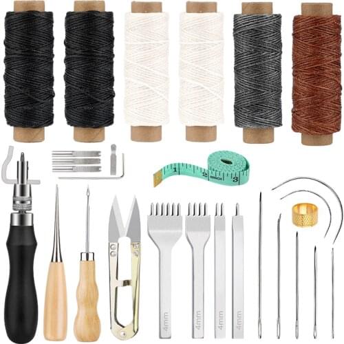 KAOBUY Professional Leather Craft Tools Kit Hand Sewing Stitching Punch Carving Work Saddle Set Accessories DIY Tool Set