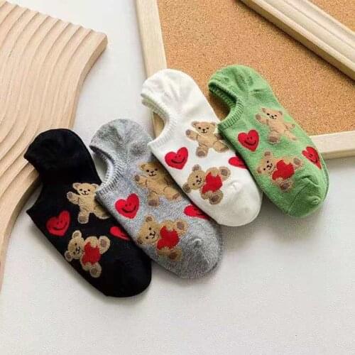 4 Pairs Of Ladies Socks Cartoon Silicone Non-slip Breathable Invisible Pure Cotton Ankle Boots Socks Women Soft Slippers Socks