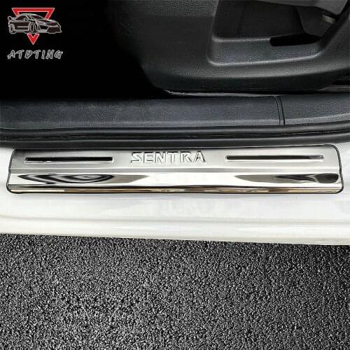 Stainless Steel Door Sill Scuff Plate Pedal For Nissan sentra Accessories 2010 2013 2014 2017 2018 2019 2020 Car Styling Sticker