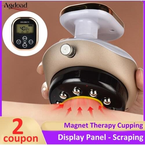 Rechargeable LCD Display Cupping Massager EMS Magnet Therapy Guasha Scraping Fat Burner Slimming Vacuum Suction Cups