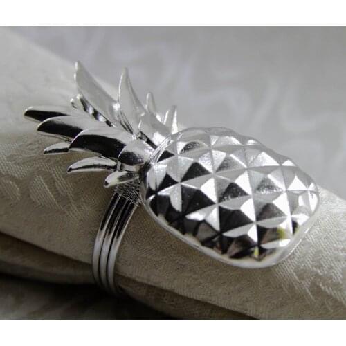 Gold silver metal napkin ring pineapple, napkin holder for wedding, napkin decoration 24 pcs free shipping