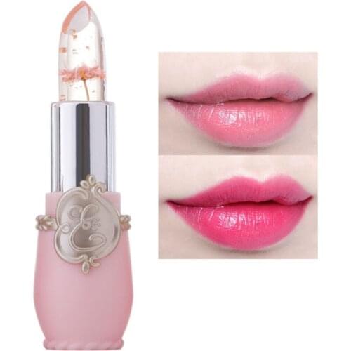 Transparent Lipstick Handmade Long Lasting Temperature Color Changing Jelly Lipgloss With Dried Flower Lip Balm Waterproof