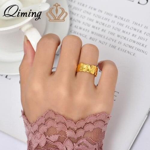 QIMING Gold Color Irregular Fashion Women Ring For Girls Open Adjustable Trendy Stackable Finger Ring