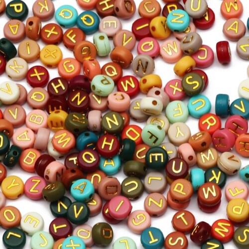 Mixed Dark Color4x7mm Gold Letter Acrylic Beads Loose Spacer Beads For Jewelry Making DIY Handmade Necklace Bracelet Accessories