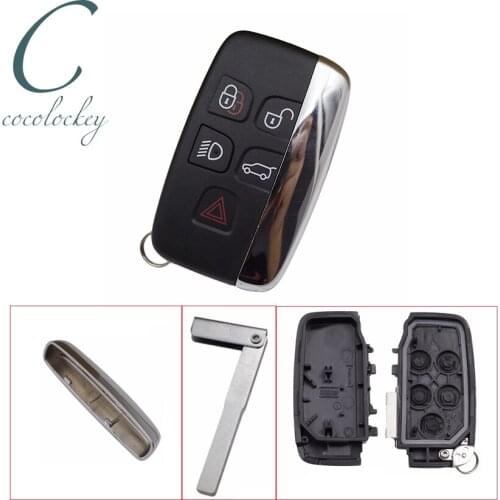 Cocolockey 5Button Replacement Smart Remote Key Shell Fob fit For Land Rover DISCOVERY 4 Range FREELANDER 2 5Buttons Key Blank