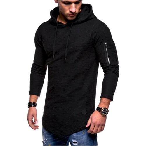 Sweatshirts Mens Hooded Hoodies Arm Zipper Pull Homme Hiver Sueter Hombre Sweatshirt Man Pullovers Chandail Solid Color Jumper