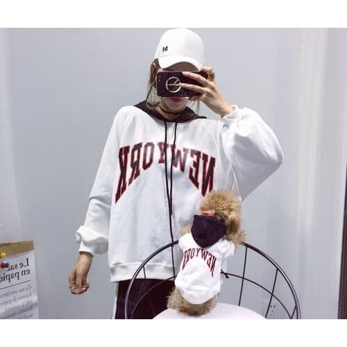 French Bulldog Owner Hoodie Fashion Parent Child Dog Clothes for Small Medium Dogs Cute Letter Pug Costume Autumn Pets Clothing