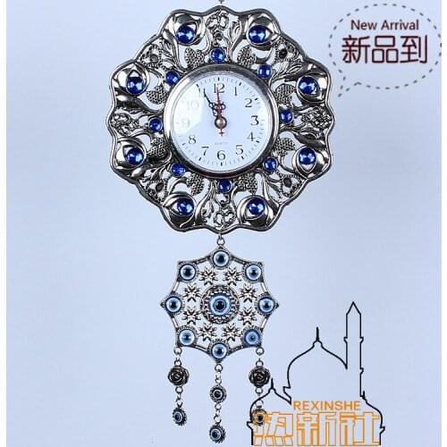 Turkey blue diamond eyes watch strap Muslim peace pendant hanging house evil eye clock