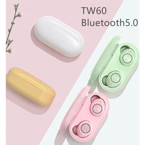TW60 TWS Bluetooth earphones touch wireless Bluetooth headset 5.0 sports waterproof Business Headphones HIFI 3D stereo earbuds