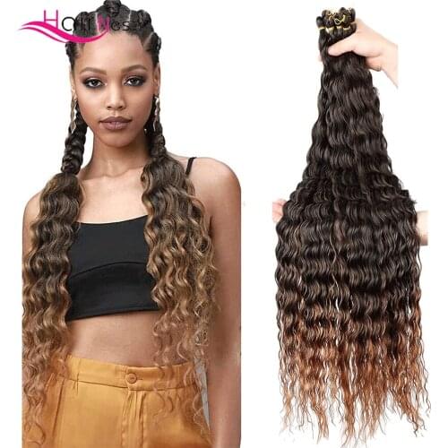 Hair Nest 32 inches Deep Water Wave Twist Crochet Hair Ombre Braiding Hair Extensions Synthetic Afro Curls Deep Twist For Women