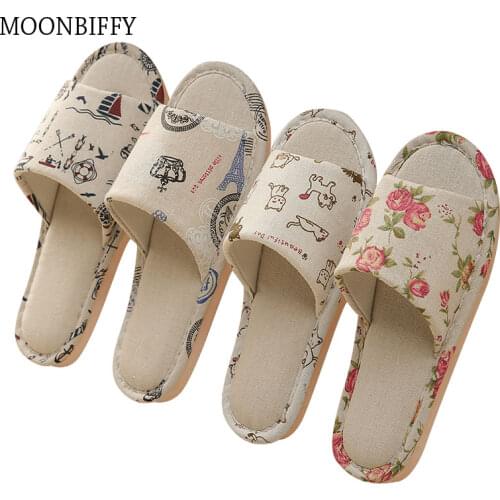 Women Winter Home Slippers Linen Shoes Non-slip Soft Spring Autumn Warm House Slippers Indoor Bedroom Lovers Couples Sandals