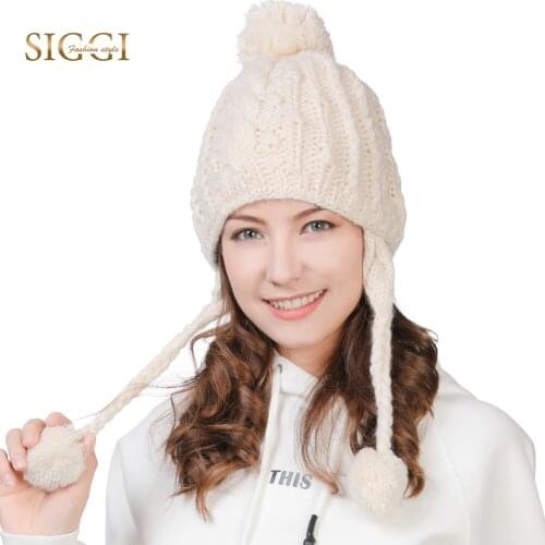FANCET Winter Women Beanies Skullies Girls Solid Wool Acrylic Detachable Fleece Lined Pompom Hats Casual Gorro Clearance 16203