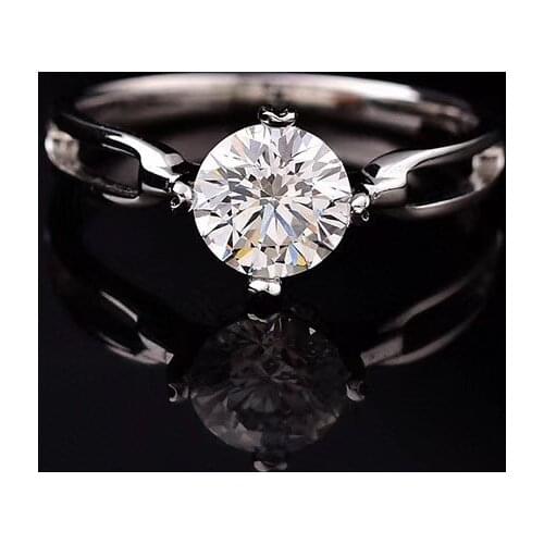 Round S925 Silver Moissanite Ring 1.00ct D VVS Luxury Moissanite Weding Ring for Women