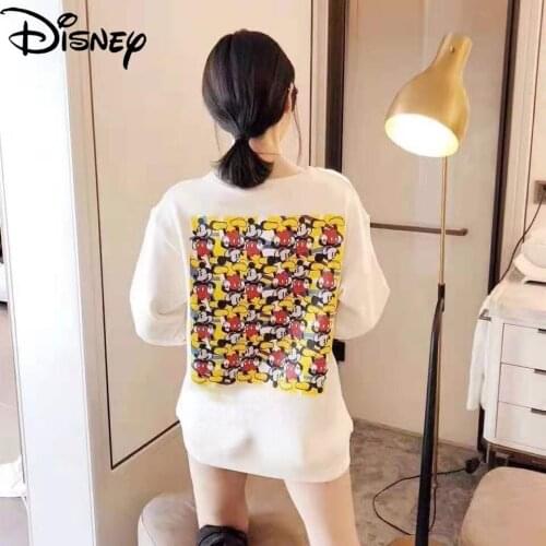 Disney winter thin cute cartoon Mickey print round neck cotton sweater men and women loose bottoming clothes