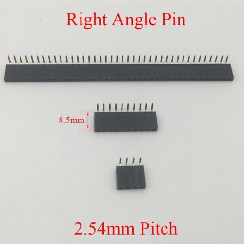 1*3 1x3 1*4 1x4 1*5 1x5 Pin 3P 4P 5P 2.54mm Pitch Space 8.5mm Height Female Connector Single Row Right Angle Pin Header Strip