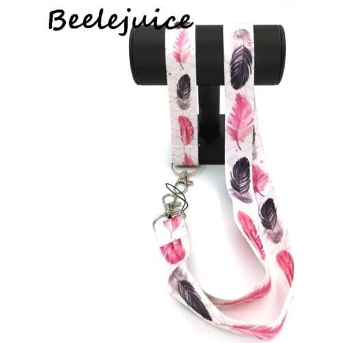 1set Leaves feathers Wristlet Art Key Chain webbings ribbons Neck Strap for Phone Keys ID Card Lanyards plants couple gifts