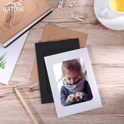 10 Pcs Combination Paper Frame with Clips DIY Kraft Paper Picture Frame Hanging Wall Photos Album 2M Rope Home Decoration Craft