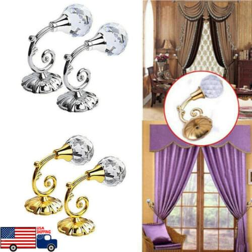 2pcs Metal Crystal Glass Curtain Holdback Wall Tie Back Hooks Hanger Holder Luxurious Window Accessories Drop Shipping