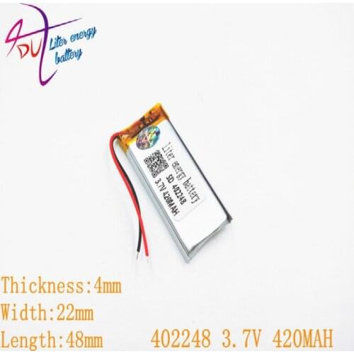 2pcs [SD] 3.7V,420mAH,[402248] Polymer lithium ion / Li-ion battery for TOY,POWER BANK,GPS,mp3,mp4,cell phone,speaker