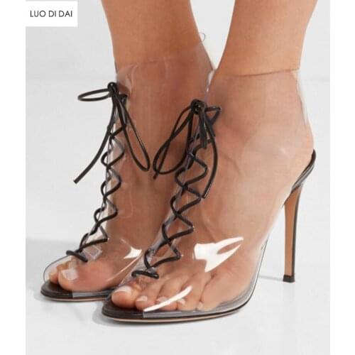 2019 fashion women PVC boots thin heel boots women ankle booties lace up boots ladies dress shoes peep toe botas