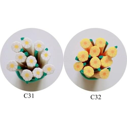 5pcs 5mm Cute Flower Cane Fancy Nail Art Polymer Clay Cane Nail Art Decoration Daisy Flower