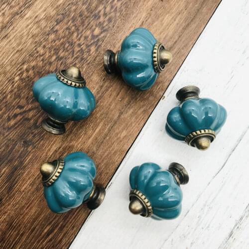 8pcs New Ceramic Navy Blue Cabinet Knob Closet Cupboard Door Dresser Drawer Pull Handles Kid Furniture Knob Handle + Screw