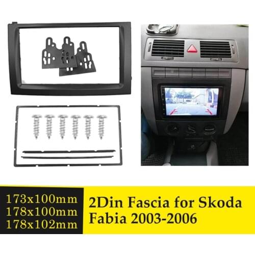 Double Din Car Radio Fascia For Skoda Fabia 2003 2004 2005 2006 Stereo CD DVD Player Dash Fitting Kit Facia Face Plate Bezel Kit