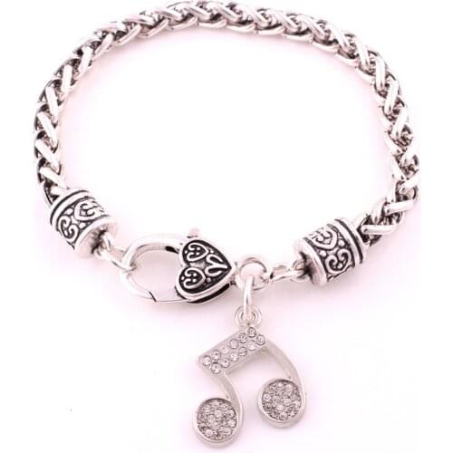 Bangle For Women And Men Musical Note Shape Music Lover Good Gift With Crystals Wheat Link Zinc Alloy Provide Dropshipping