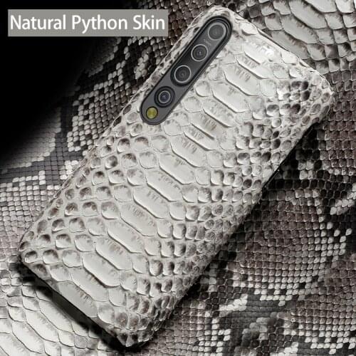 Genuine Leather Phone Case For Xiaomi Mi 10 9 Pro 8 SE Mix 2 2S Luxury Natural Python Snake Skin Back Cover Funda Capa