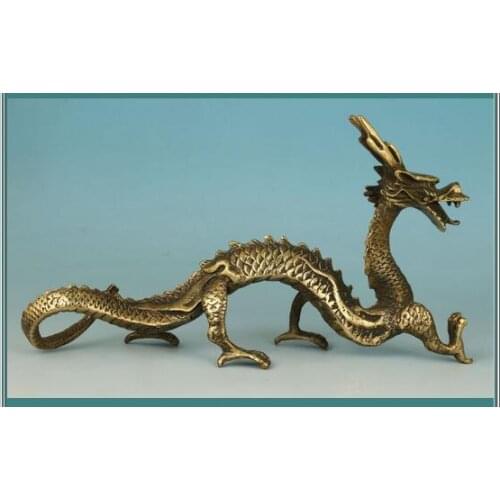 Pure Copper Gilt Tastefully Chinese OldTastefully Chinese Old Collection Handmade Carved Dragon Statue Decor
