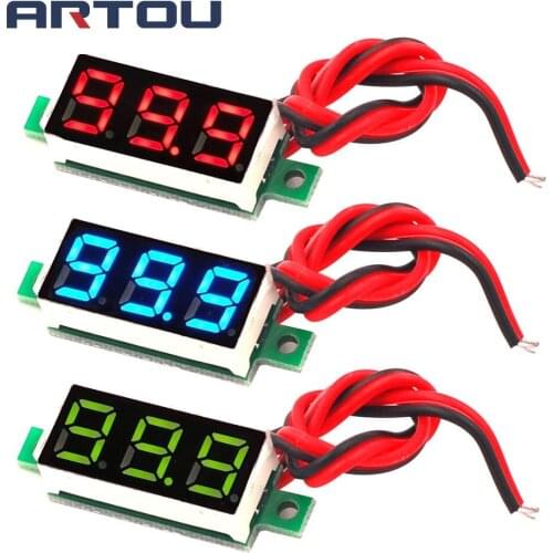 0.28 inch DC 4-30V Mini LCD Digital Voltmeter Voltage Meter Panel Volt Tester Detector Monitor 2 Wire Red Blue YellowGreen LED