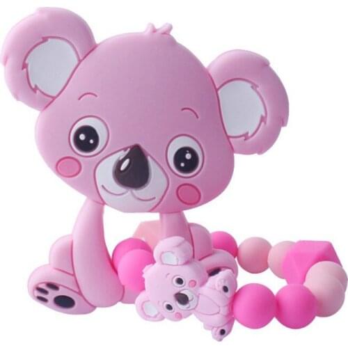 Baby Teether Koala Silicone Teether Teething Toy beads DIY chew Necklace Nursing Tool Pendant Food Grade Silicone