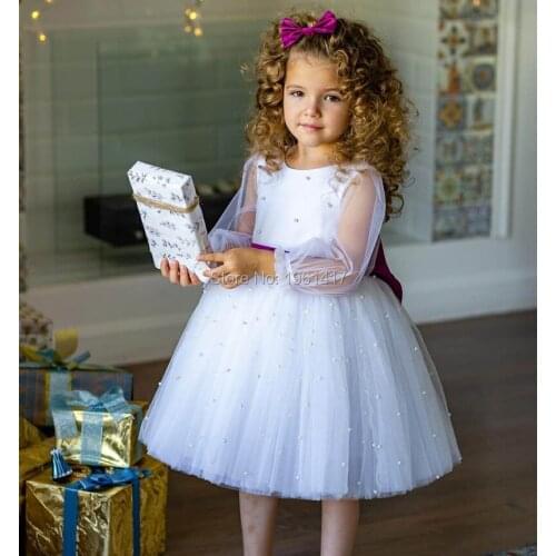 Girls Dress Birthday Wedding Party Princess Kids Dresses For Girl Tutu Pearl Teenager Toddler Baby Christening Baptism Ball Gown