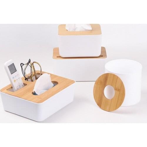 Home Kitchen Wooden Plastic Tissue Box Living room TV Air Conditioner Remote Cosmetic Multifunction Storage Box Napkin Holder
